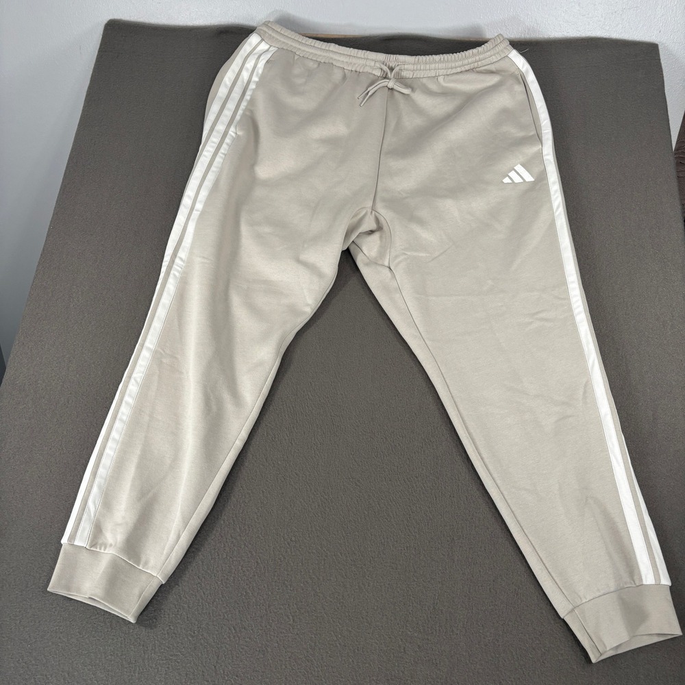 Adidas Essentials 3-Stripes Fleece Pants Mens Size 2XL Wonder Alumina JE6317